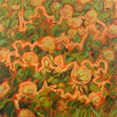 "Crimson and Clover" - pattern - colorful - botanical - drip painting - red
