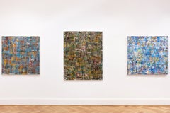 'After the Drylands' - colorful abstract painting, layered, impasto, yellow