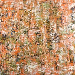 "Within the Lark Meadow" - quadro astratto colorato, a strati, arancione