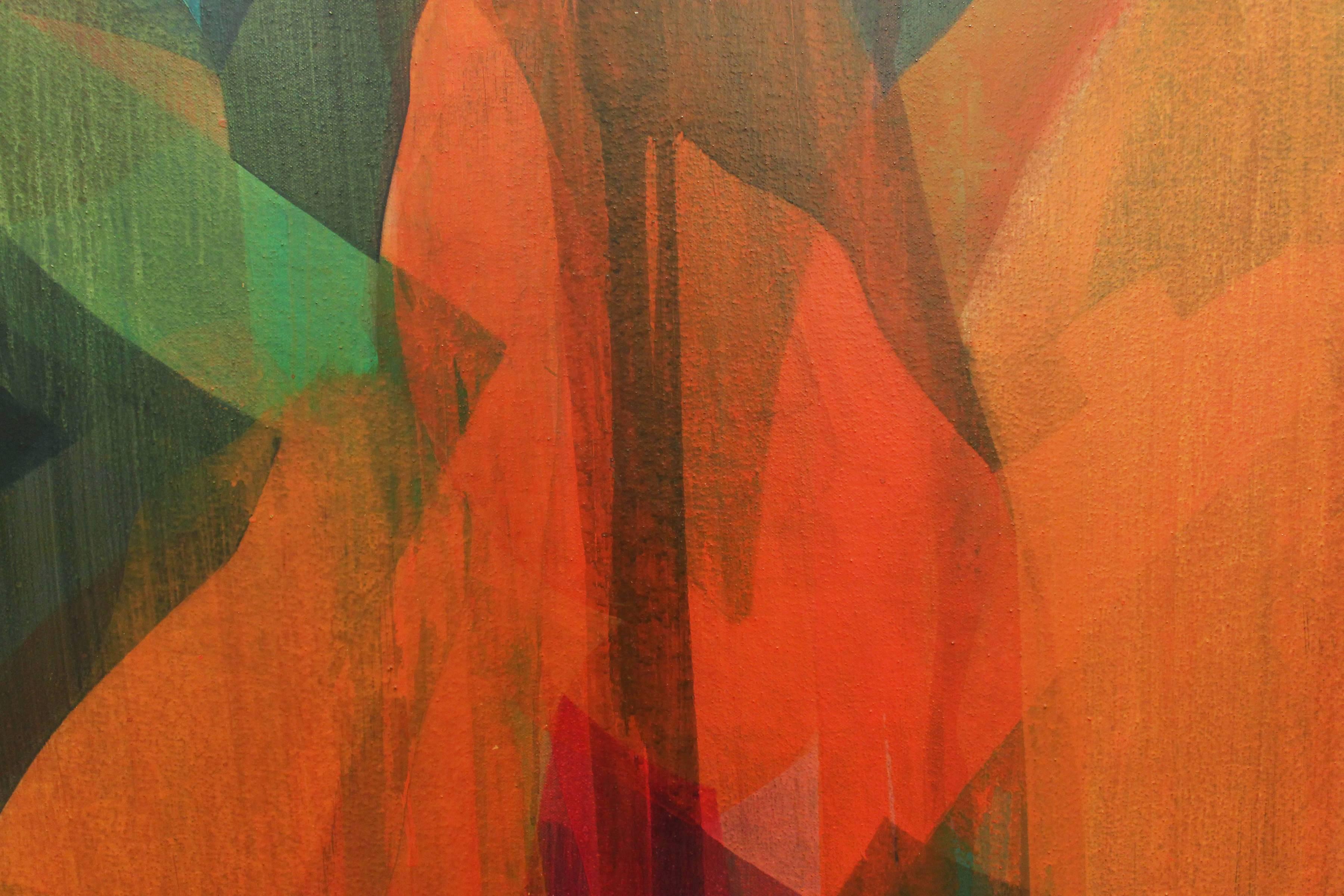 (Travelers) Orange Canna - Abstract Painting by Katherine Sandoz