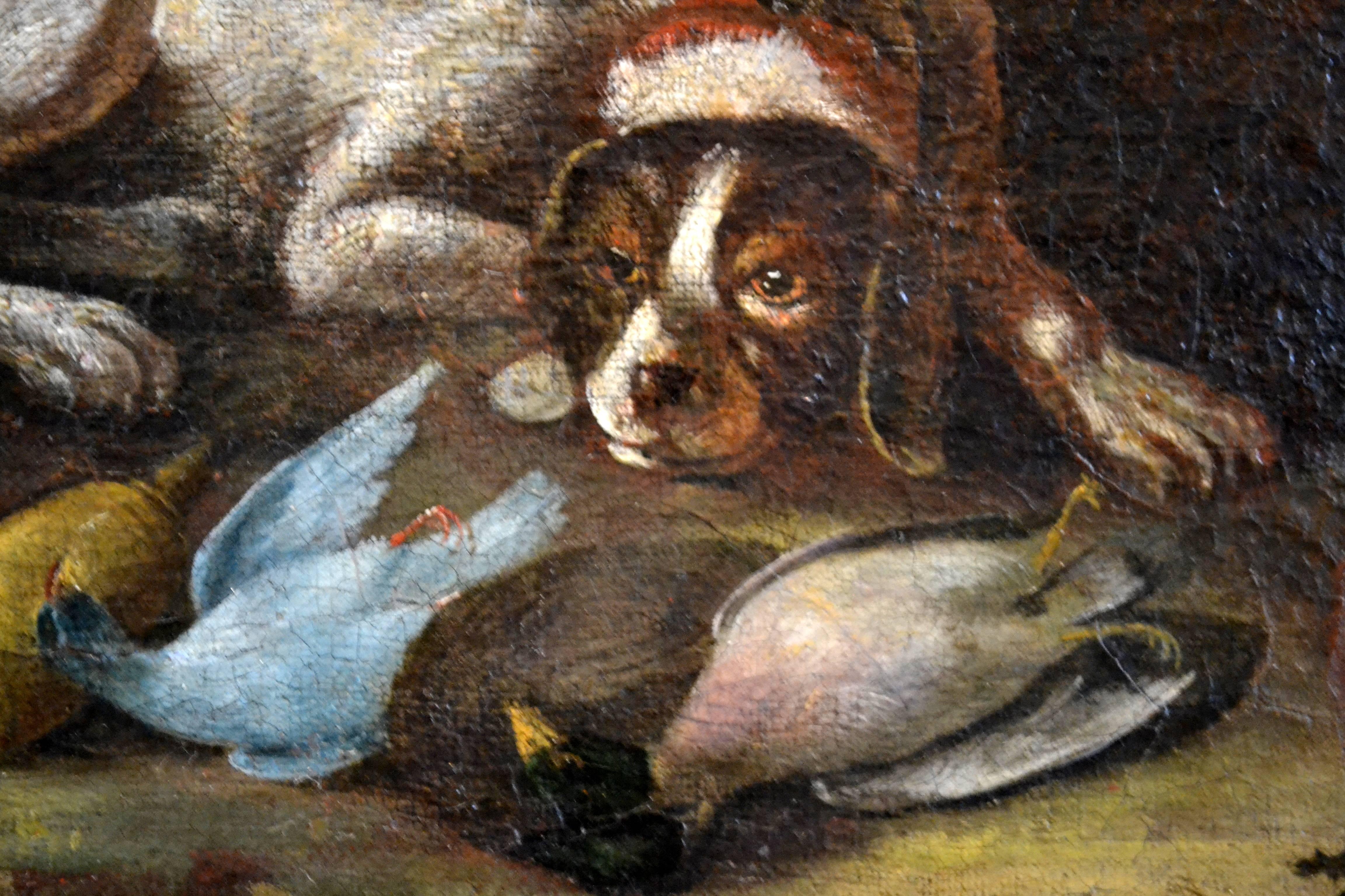 Hunting Dog with Game - Baroque Painting by Giacomo Nani