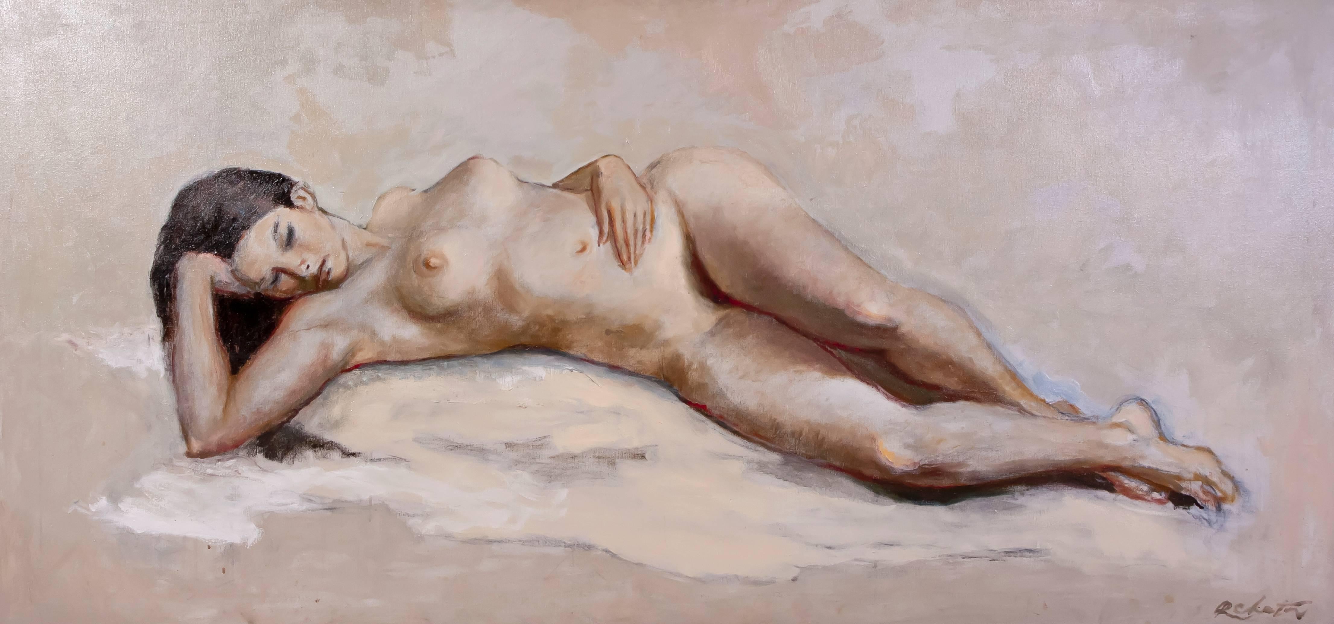 Roman Chatov Figurative Painting - Reclining Nude