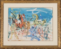 « L'Hippodrome » : peinture sur papier encadrée, signée par Gen Paul