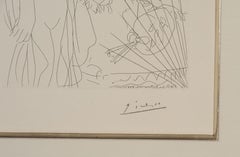 "Rembrandt Holding the Hand of a Young Woman with Veil" signed Picasso etching