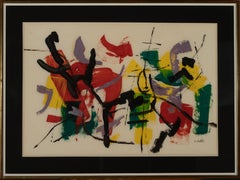 "Untitled (Abstract)" framed, signed painting on paper by artist John Von Wicht.