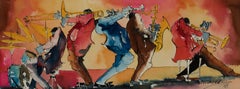 "Untitled (New Orleans Jazz Musicians)" painting on paper by Leo Meiersdorff