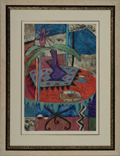 "Interiors #1" framed painting on paper signed by artist Patricia A. Beatty