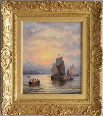 Estuary at Sunset, oil on panel