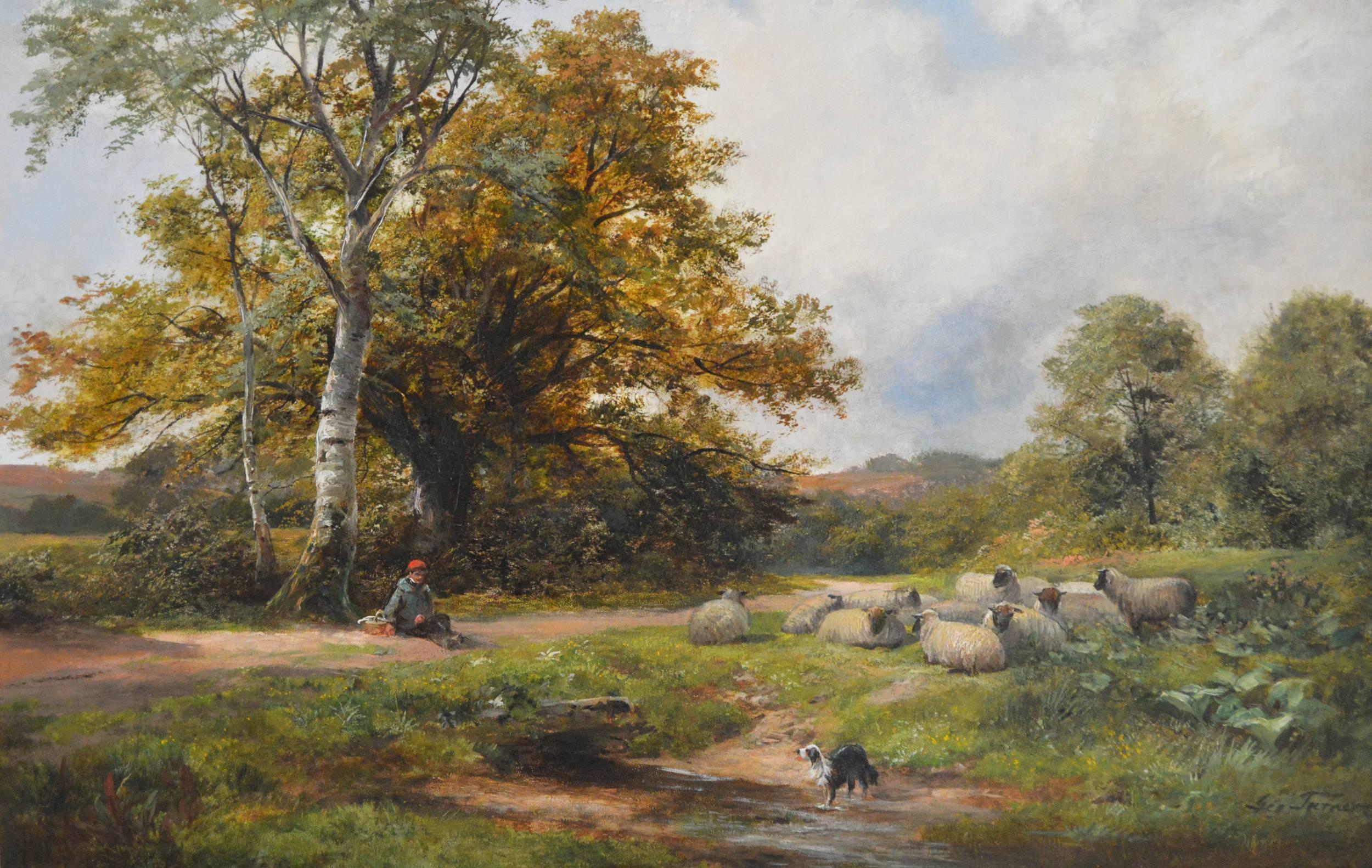 A Scene near Ticknall, Derbyshire, oil on canvas - Painting by George Turner