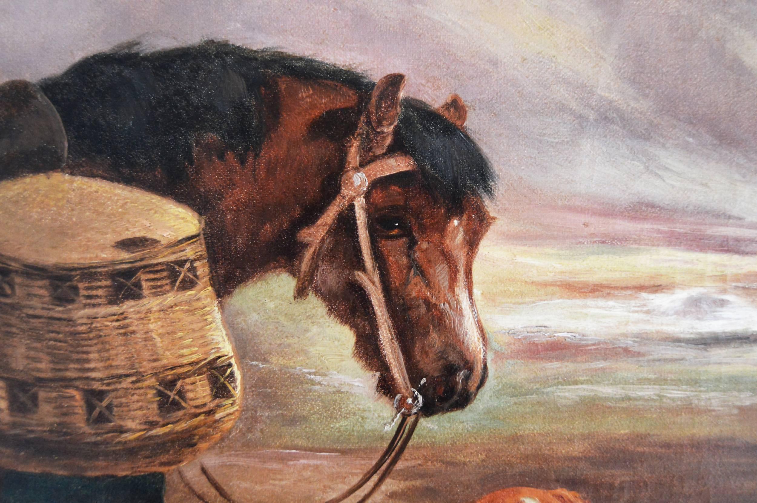 Robert Cleminson
British, (1844-1903)
The Day’s Bag
Oil on canvas, signed
Image size: 27½ inches x 35½ inches 
Size including frame: 36½ inches x 44½ inches

Robert Cleminson was a London landscape and animal artist who specialised in