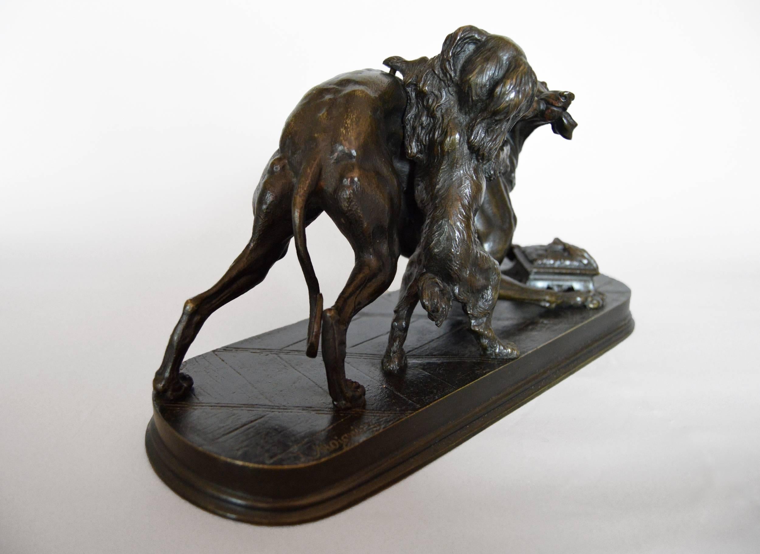 Whippet & King Charles Spaniel, Bronze Sculpture  1