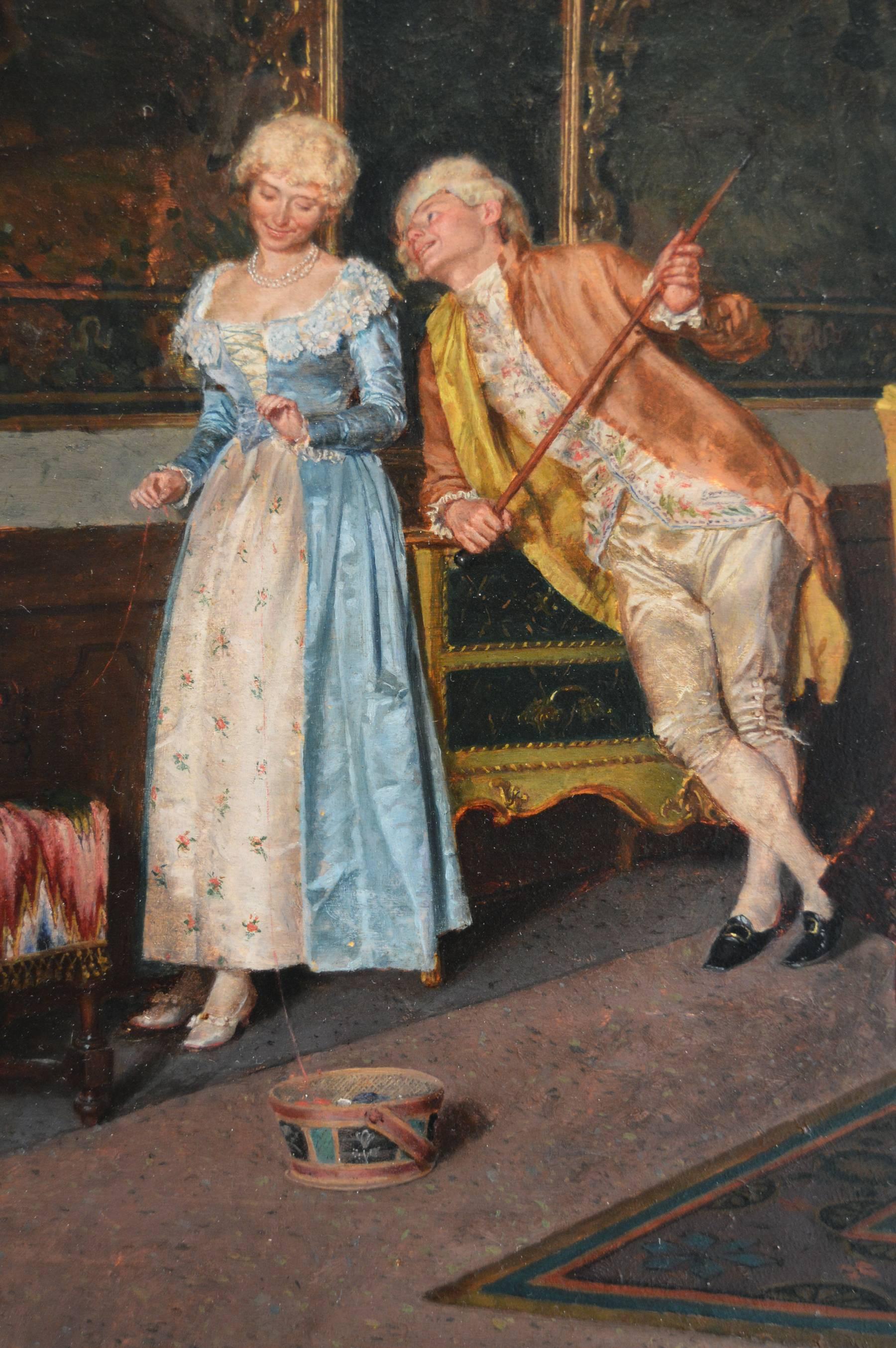 The Marriage Contract, Oil on panel - Victorian Painting by Felice Vezzani