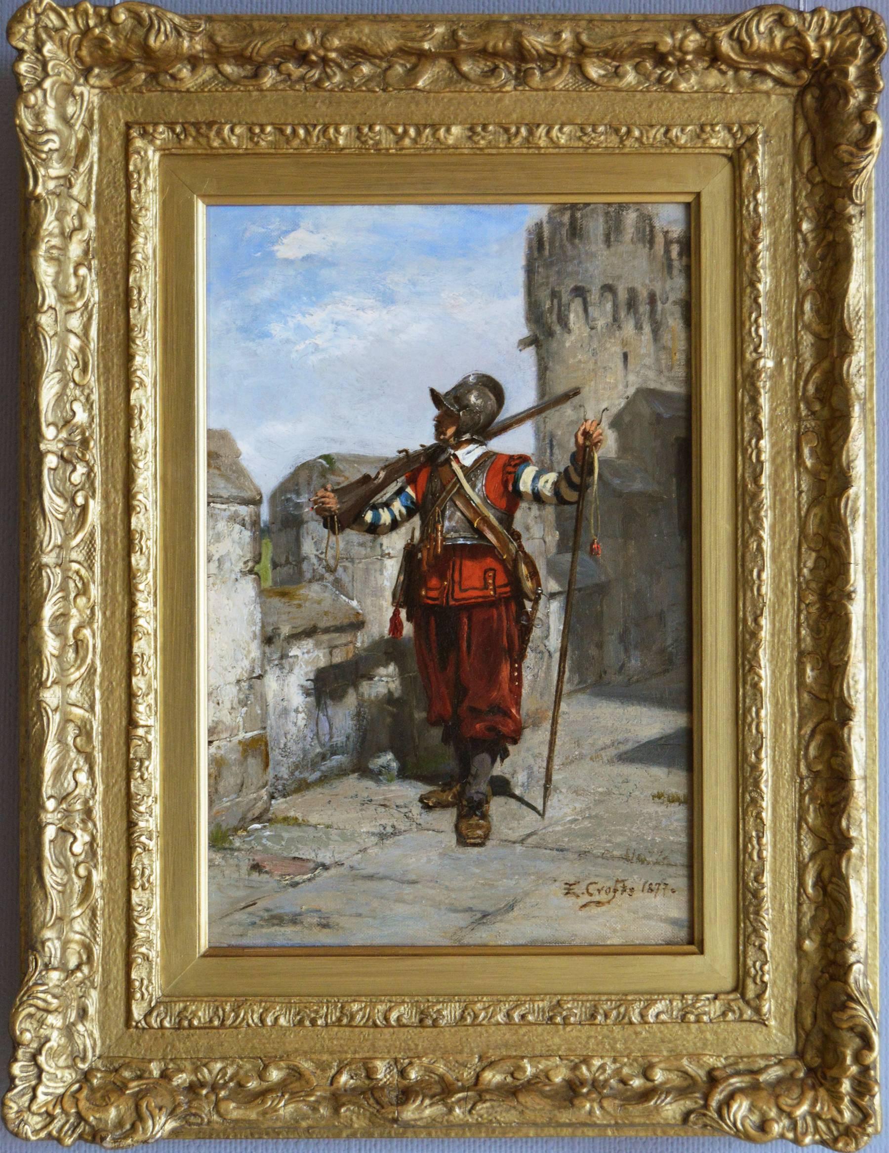 Ernest Crofts Figurative Painting - On Guard, Oil on canvas 
