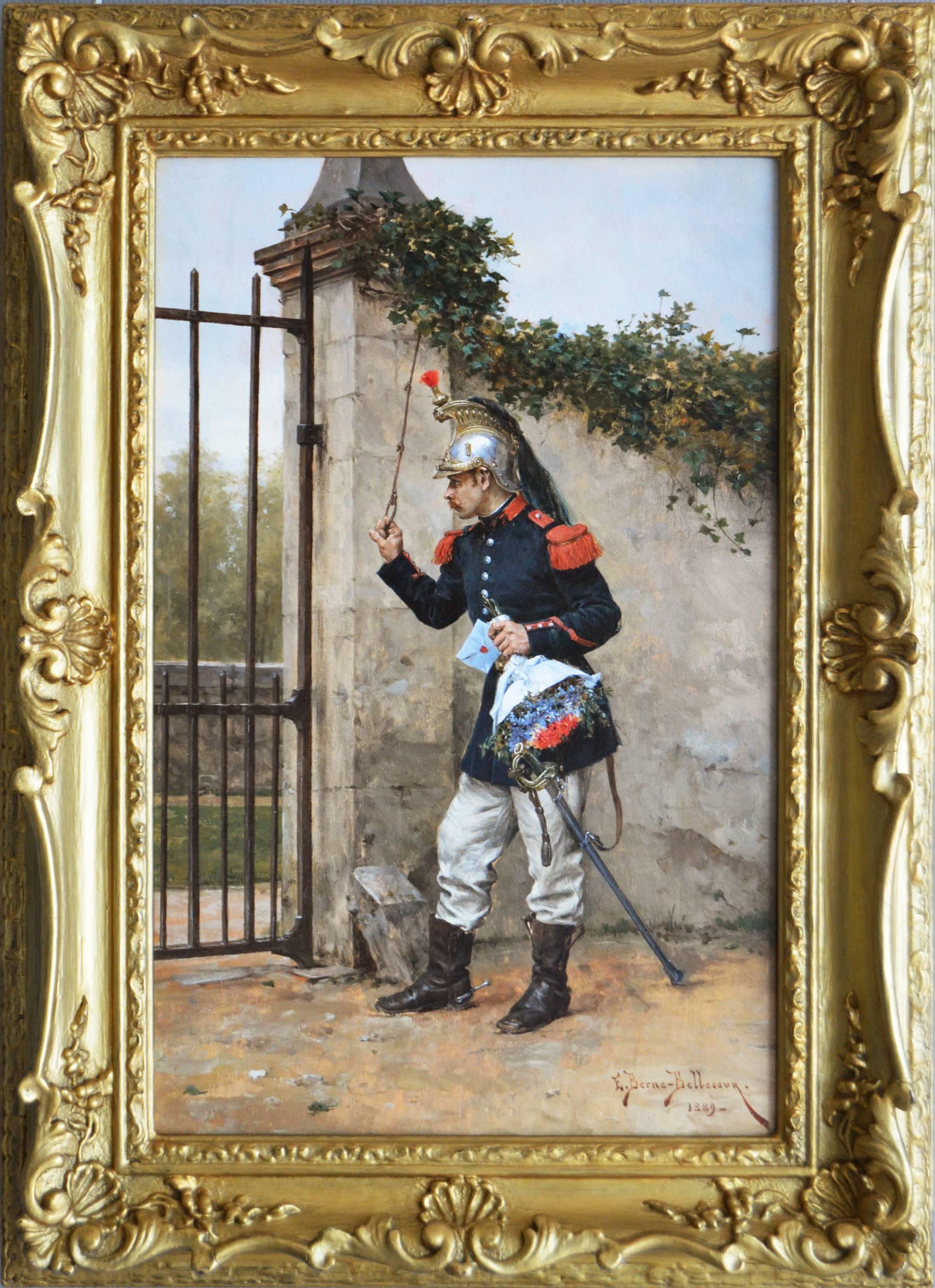 Étienne Prosper Berne-Bellecour Figurative Painting - The Messenger, Oil on panel