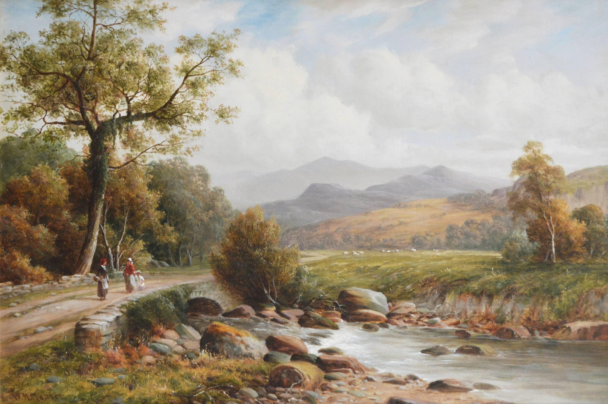 In the Mawddach Valley, North Wales, oil on canvas - Painting by William Henry Mander