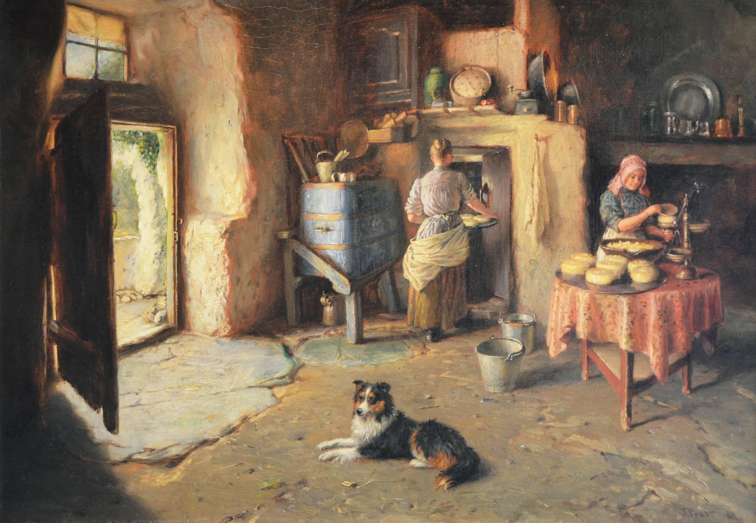 Making up the Butter, oil on canvas - Painting by Jonathan Pratt