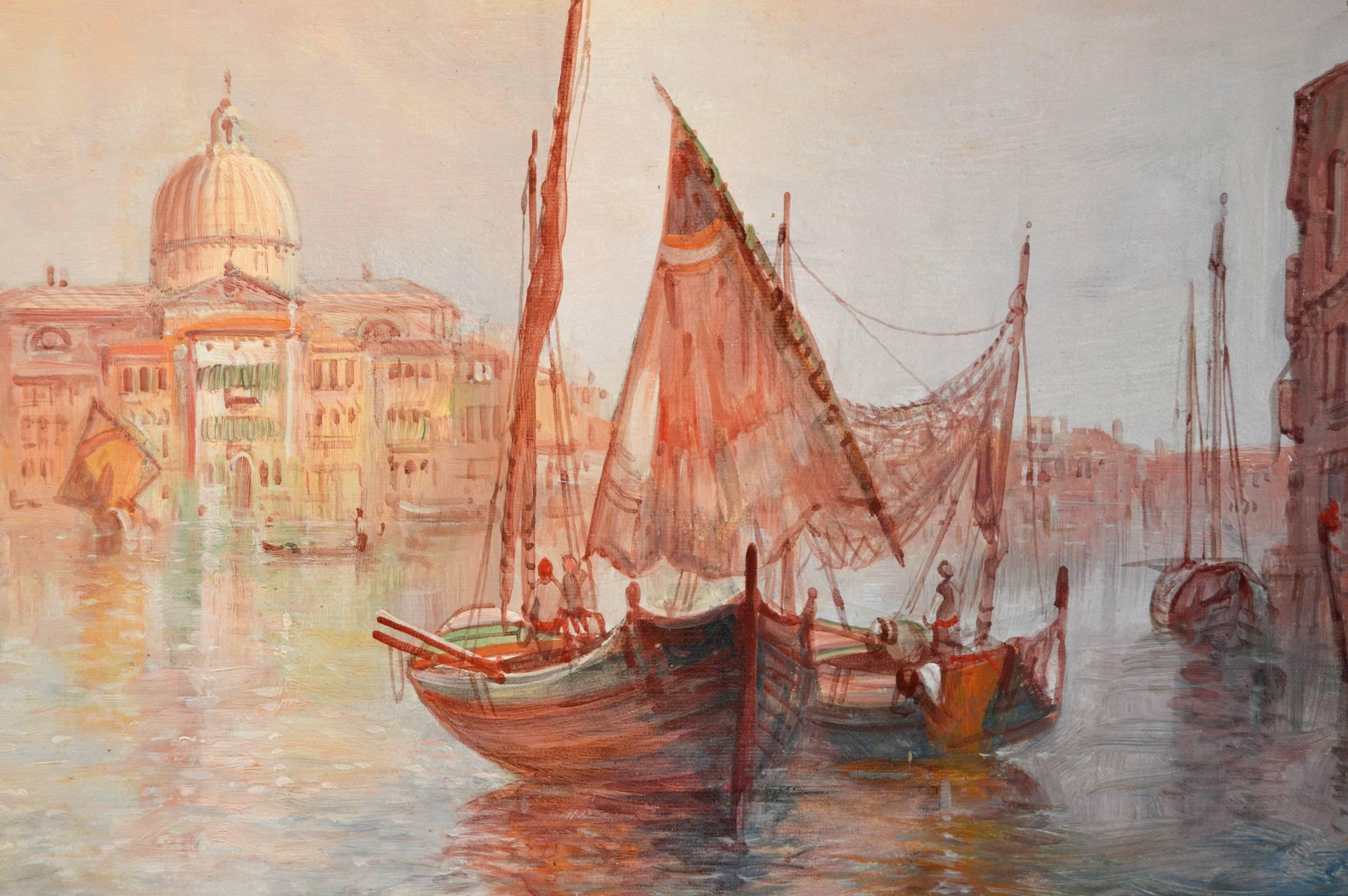 Saint Pietro Cantello, Venice, oil on canvas - Brown Landscape Painting by Alfred Pollentine