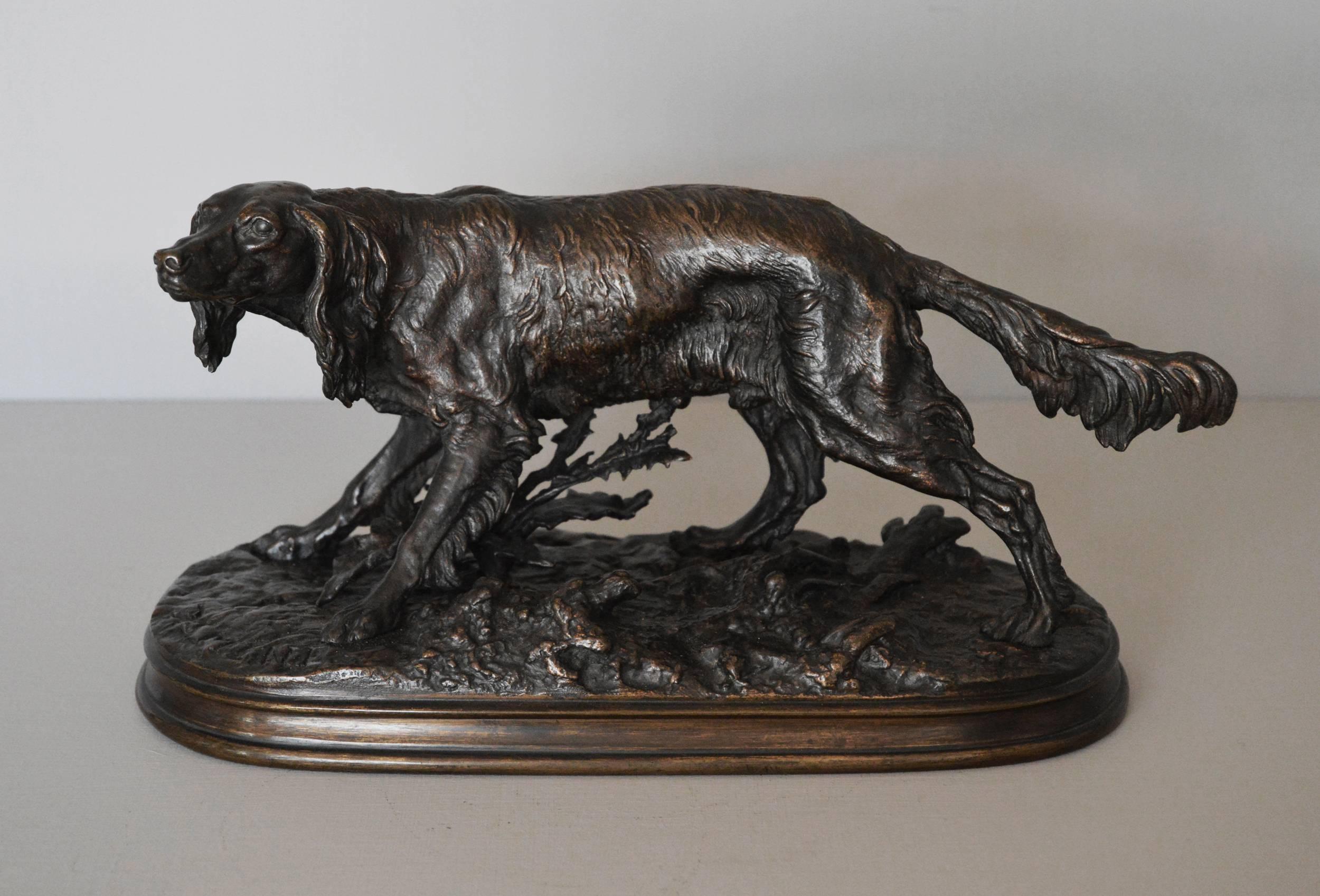 Pierre Jules Mêne Figurative Sculpture - Epagneul Anglais, bronze sculpture