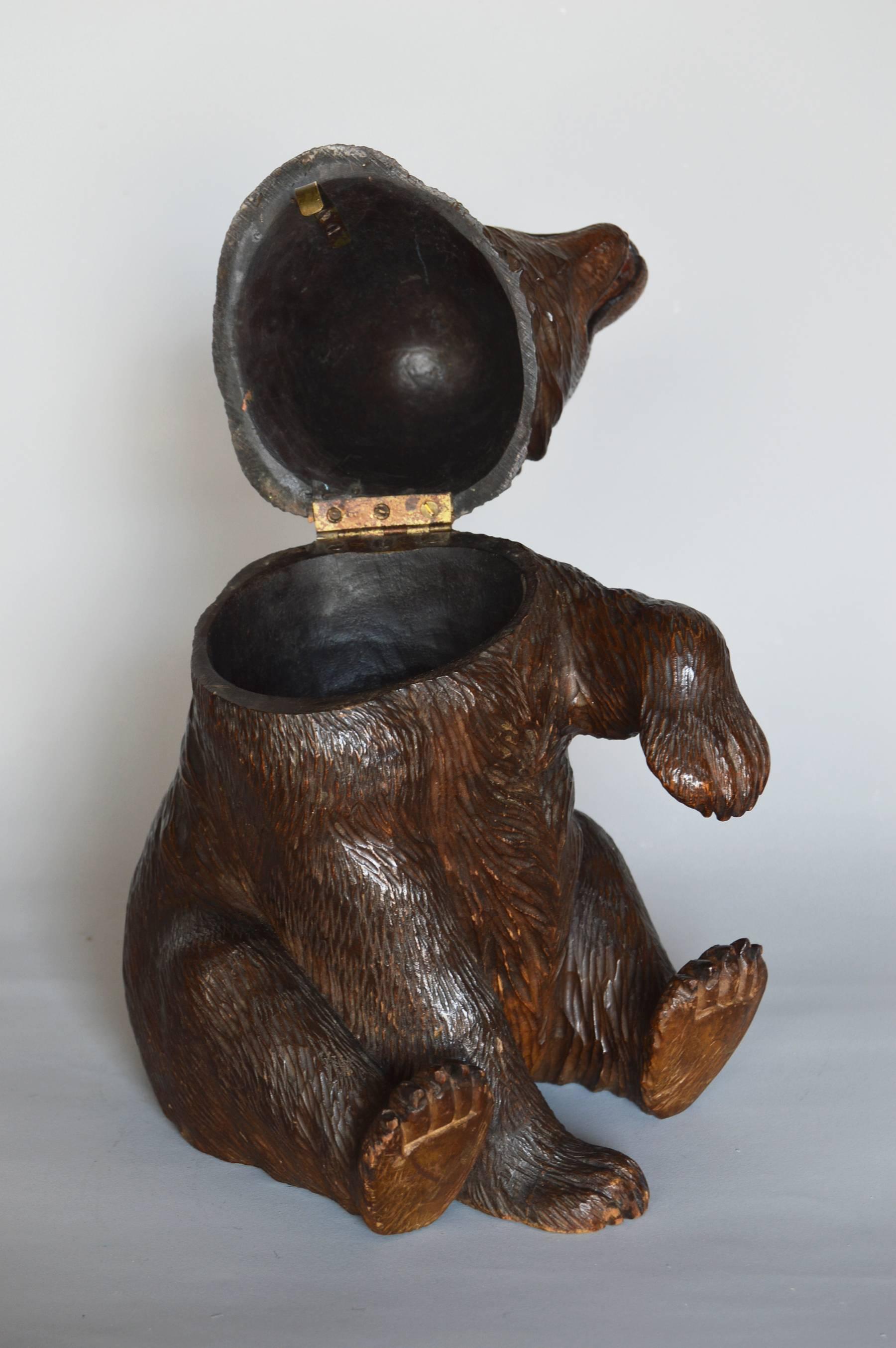Swiss Black Forest Carved Bear Tobacco Jar, C1900 2