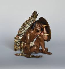 Native American Indian Sitting, bronze sculpture