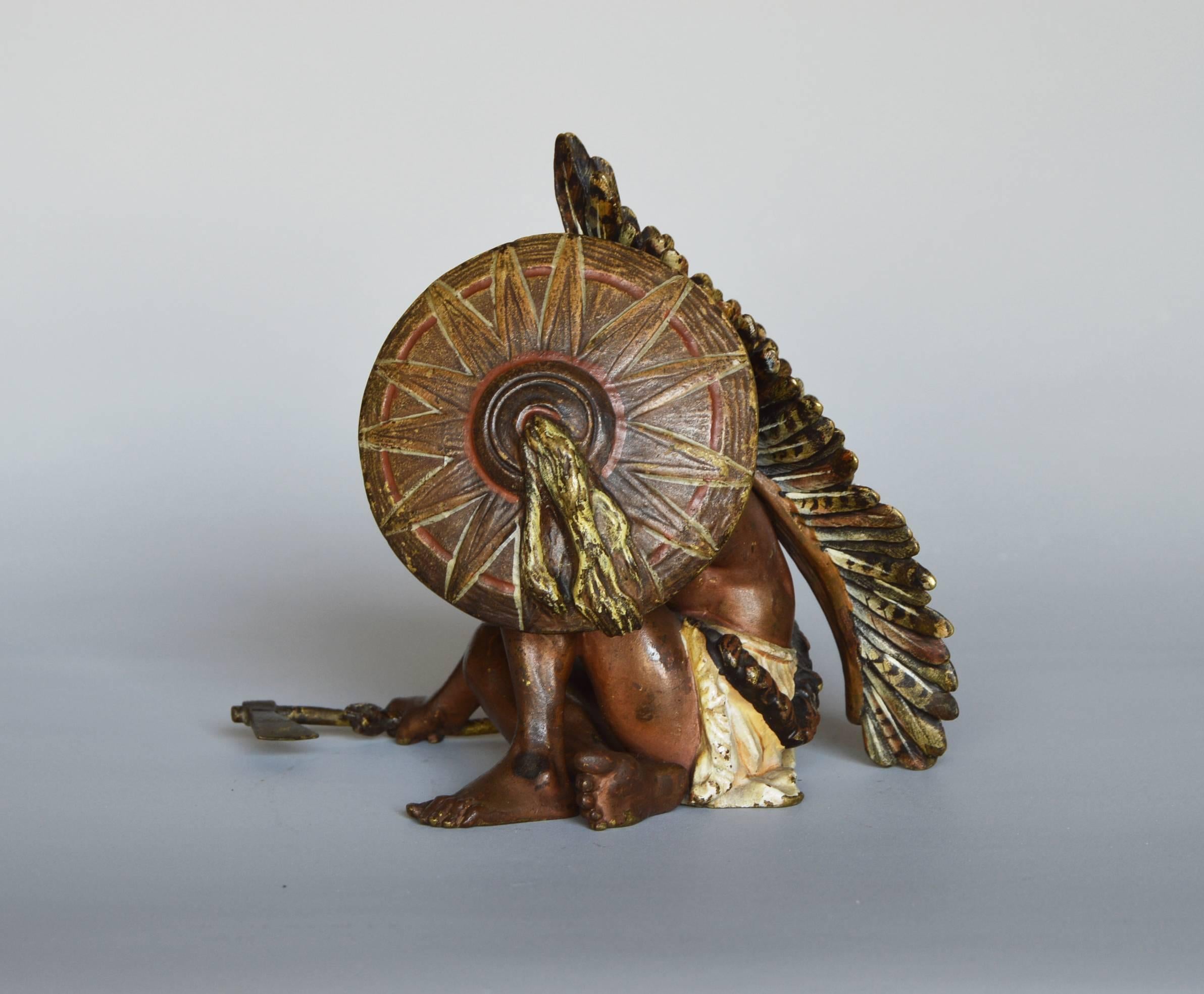 Native American Indian Sitting, bronze sculpture 1