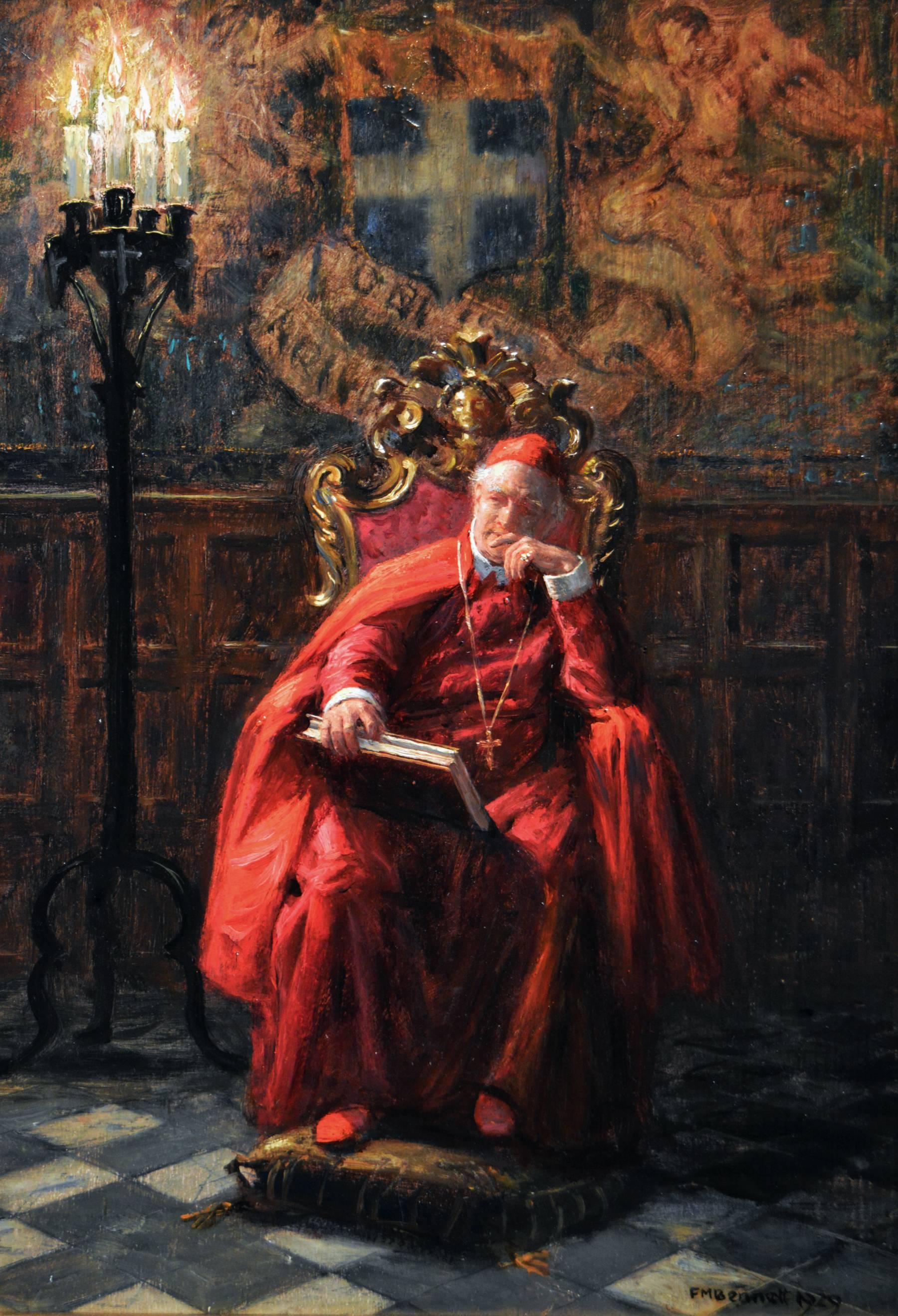 Quiet Contemplation, oil on board - Painting by Frank Moss Bennett