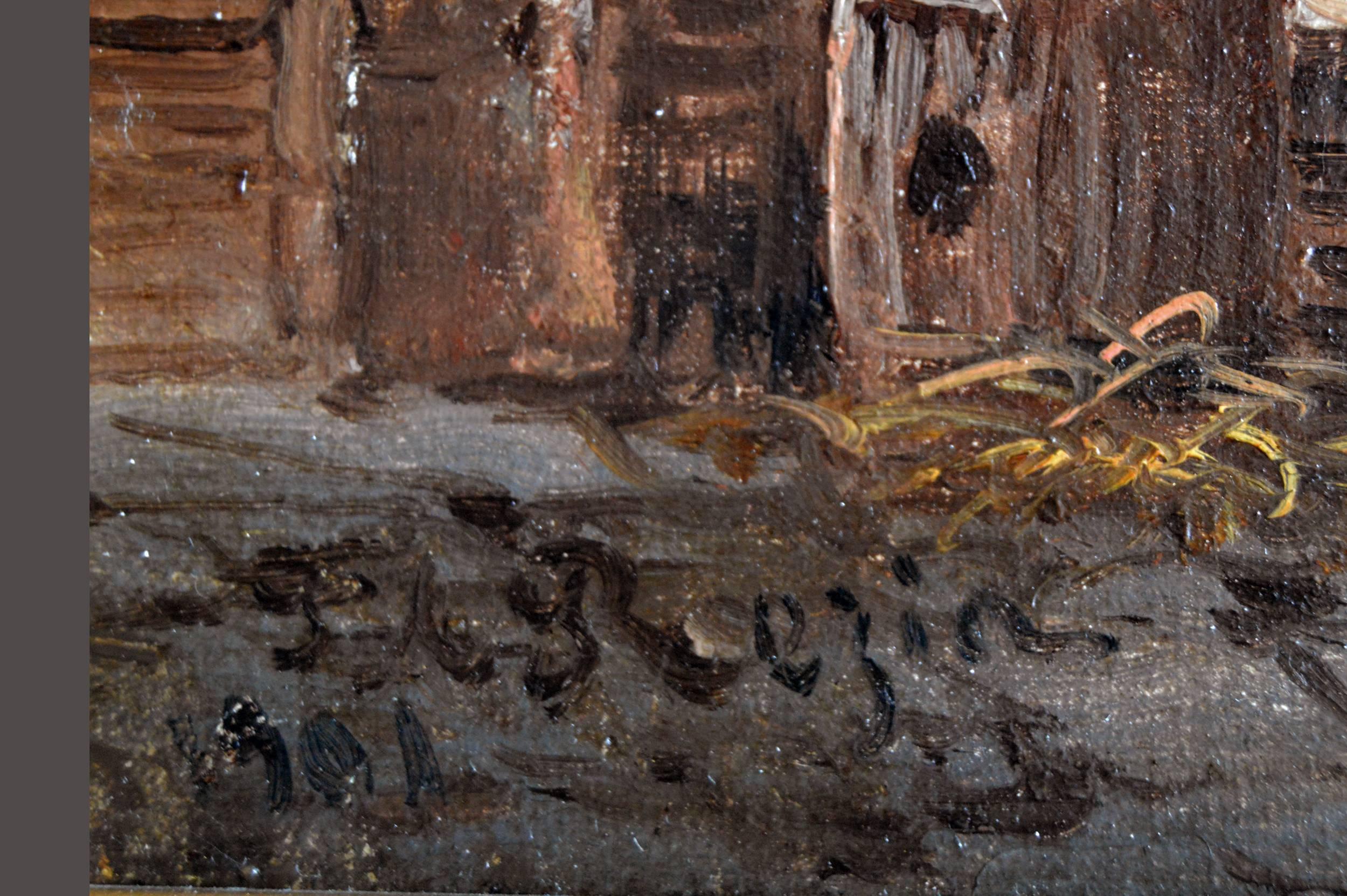 Felice A Rezia
Italian, (1835 - 1907)
By the Clockhouse
Oil on canvas, signed & dated 1901
Image size: 15½ inches x 11½ inches
Size including frame: 21½ inches x 17½ inches
Felice Auguste Rezia was born in Italy in 1835. He travelled widely