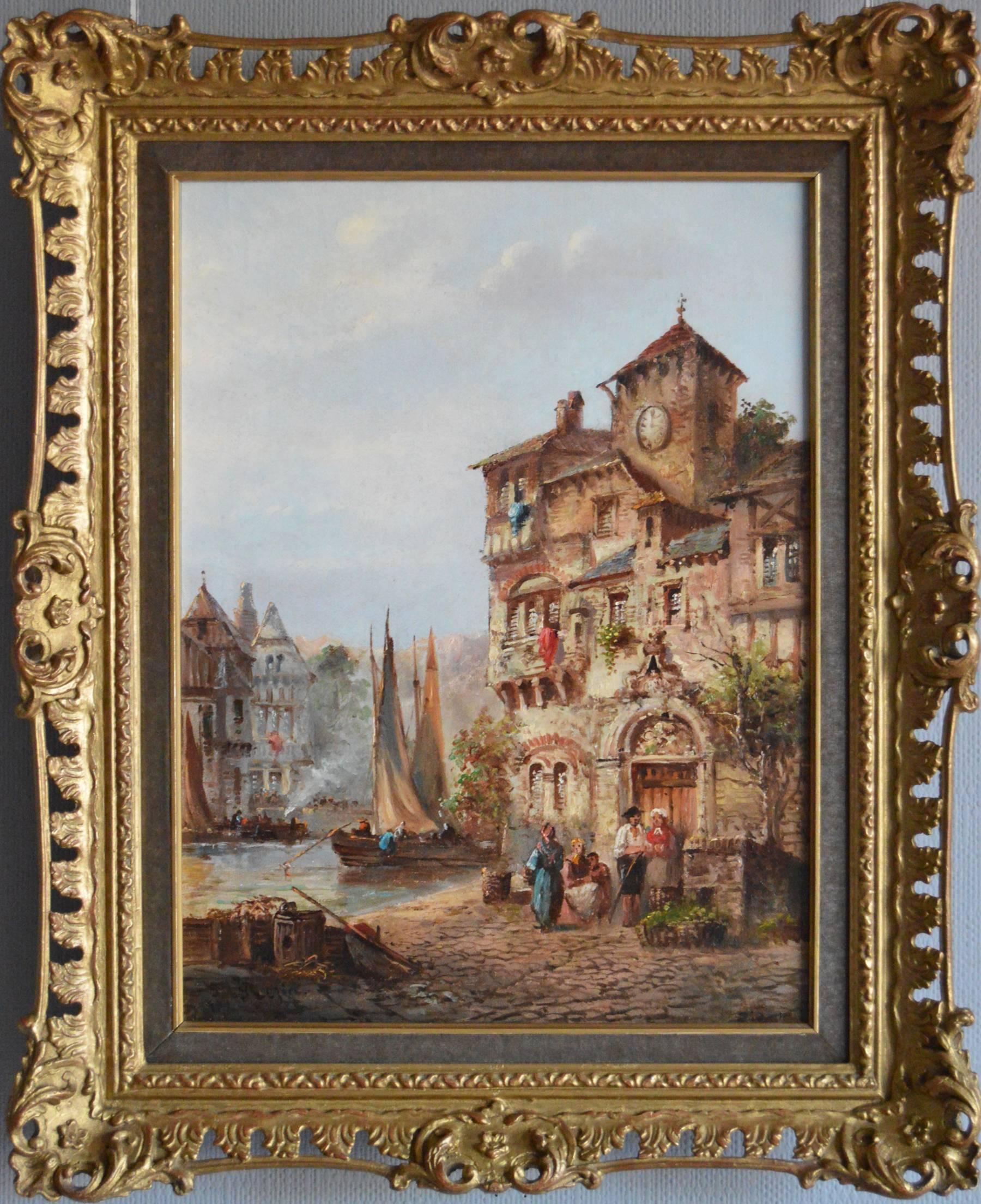 Felice Auguste Rezia Figurative Painting - By the Clockhouse