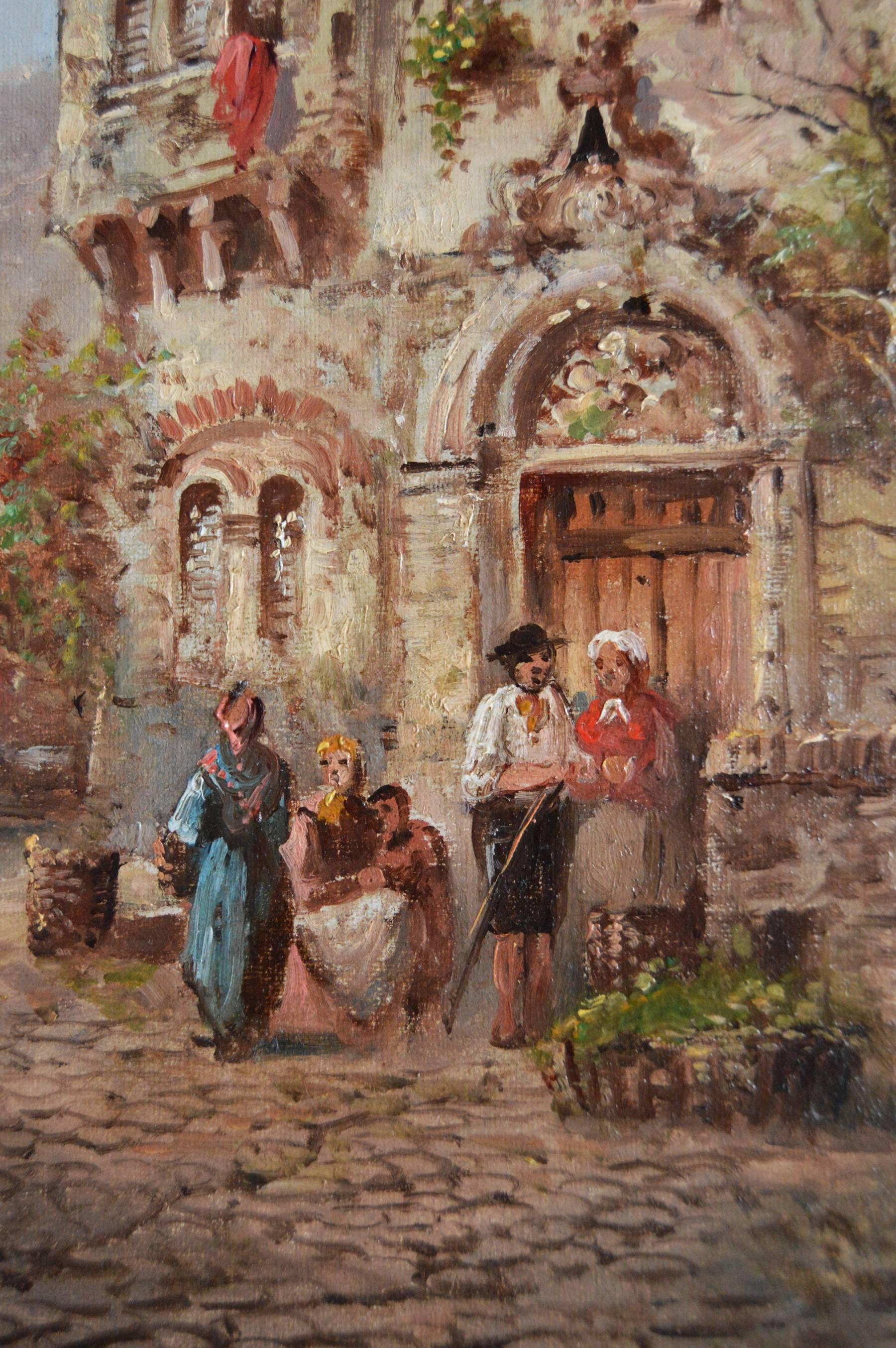 By the Clockhouse - Victorian Painting by Felice Auguste Rezia