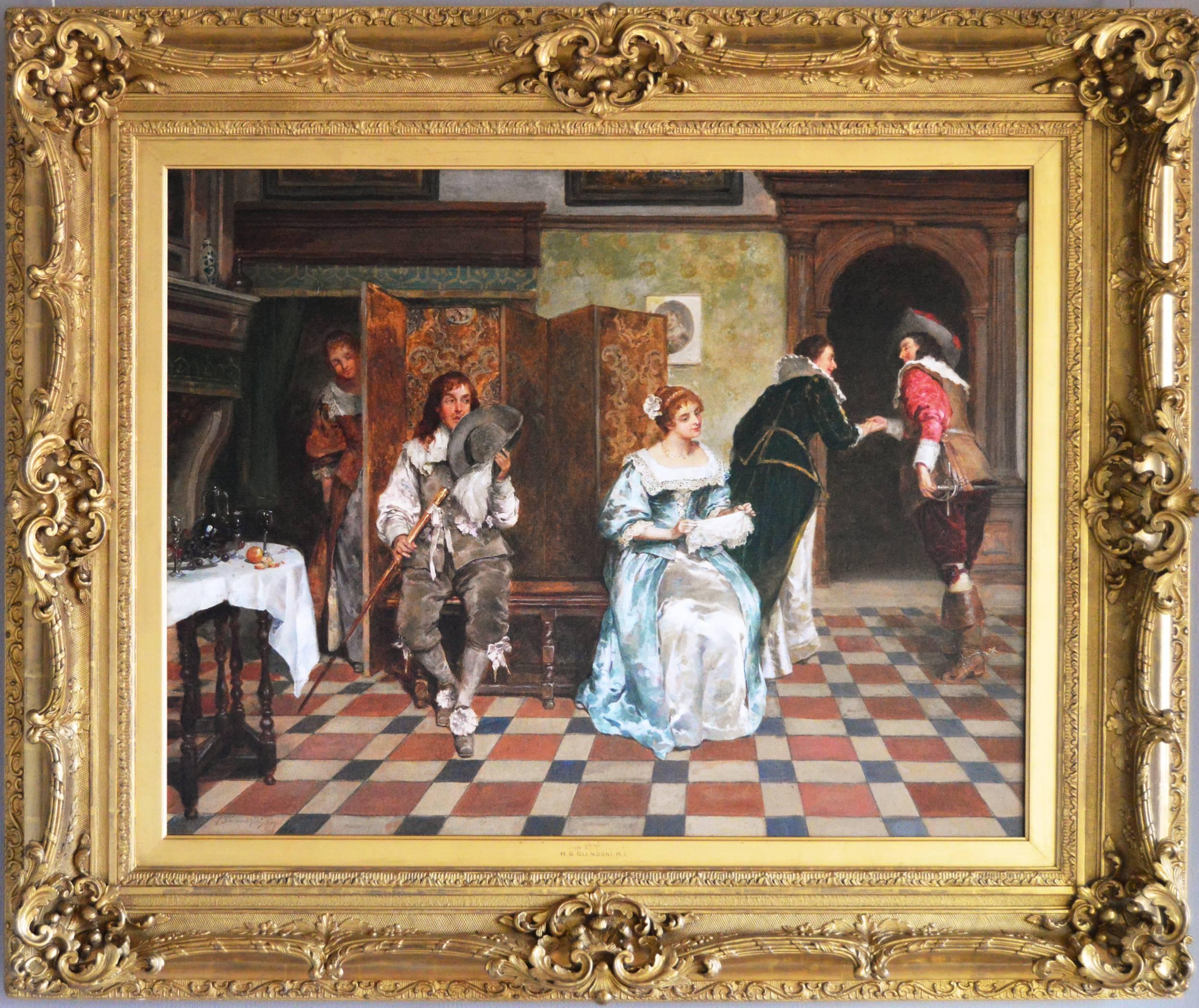 Henry Gillard Glindoni Historisches Ölgemälde einer Gefälligkeit aus