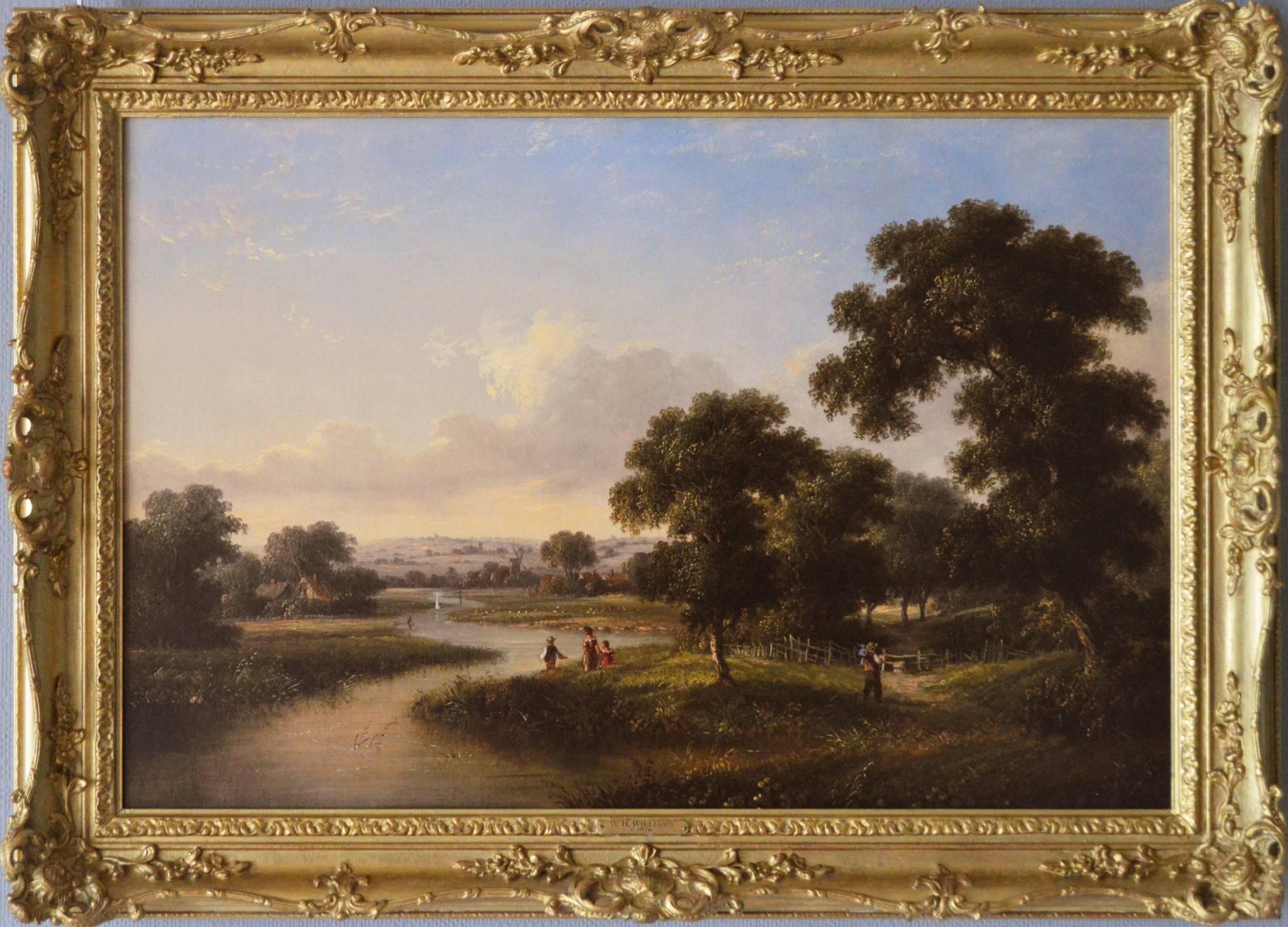 Walter Heath Williams Landscape Painting - Figures by the River 
