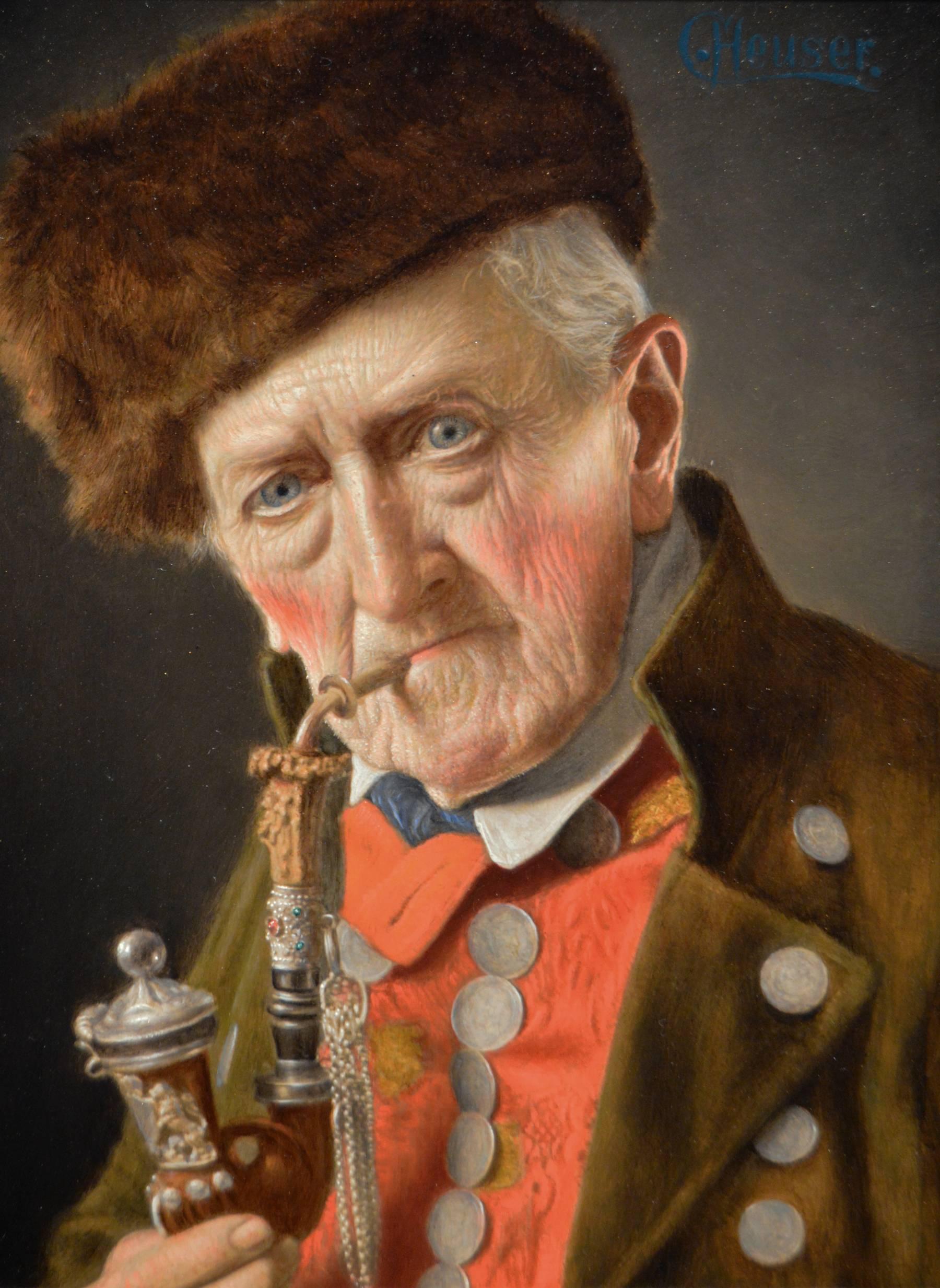 Carl Heuser
German, (1827-1892)
A Favourite Pipe & Enjoying His Pipe
Oil on panel, pair, both signed
Image size: 6.25 inches x 4.75 inches
Size including frame: 12.25 inches x 10.75 inches
Provenance: Frost & Reed

Carl Heuser was a portrait and