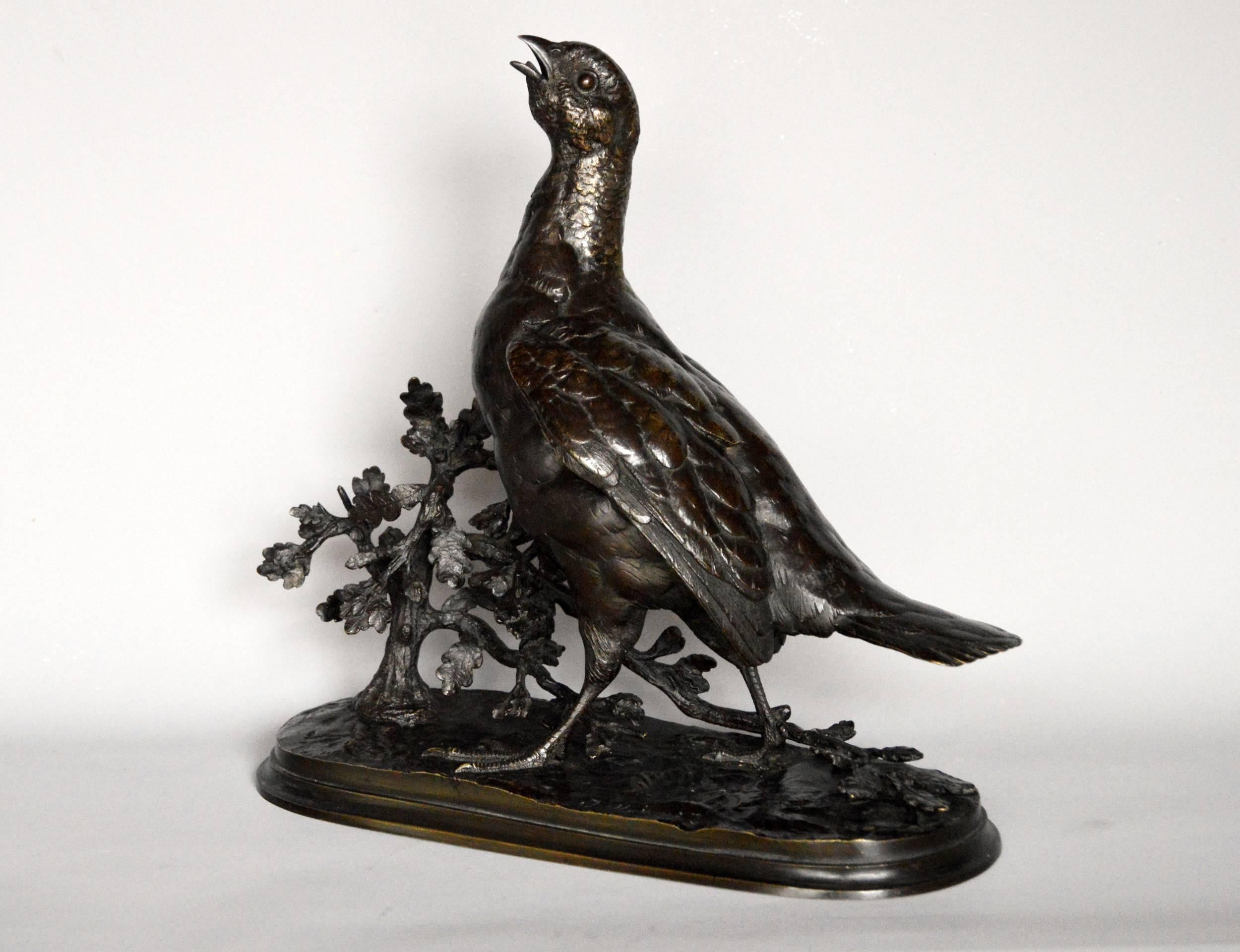 Pheasant - Sculpture by Jules Moigniez