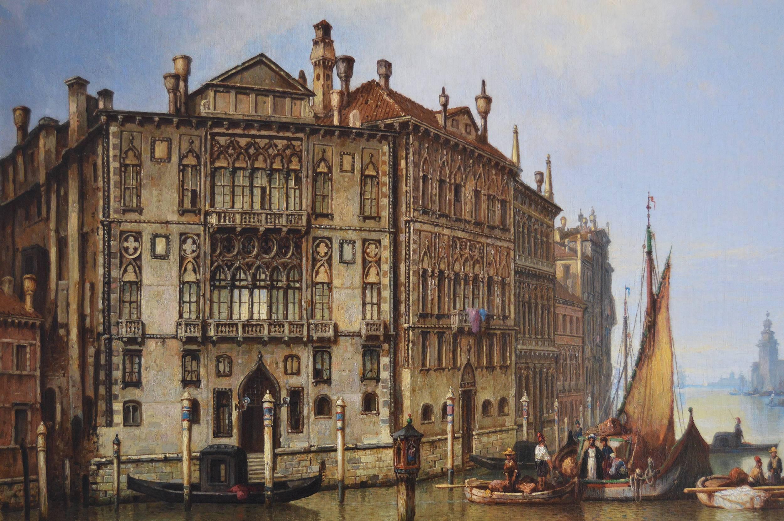 Ludwig Hermann
German, (1812 - 1881)
Venice
Oil on canvas, signed & dated 1873
Image size: 26¾ inches x 38 inches 
Size including frame: 33¼ inches x 44½ inches
Ludwig Hermann was a marine and architectural landscape artist who was born in