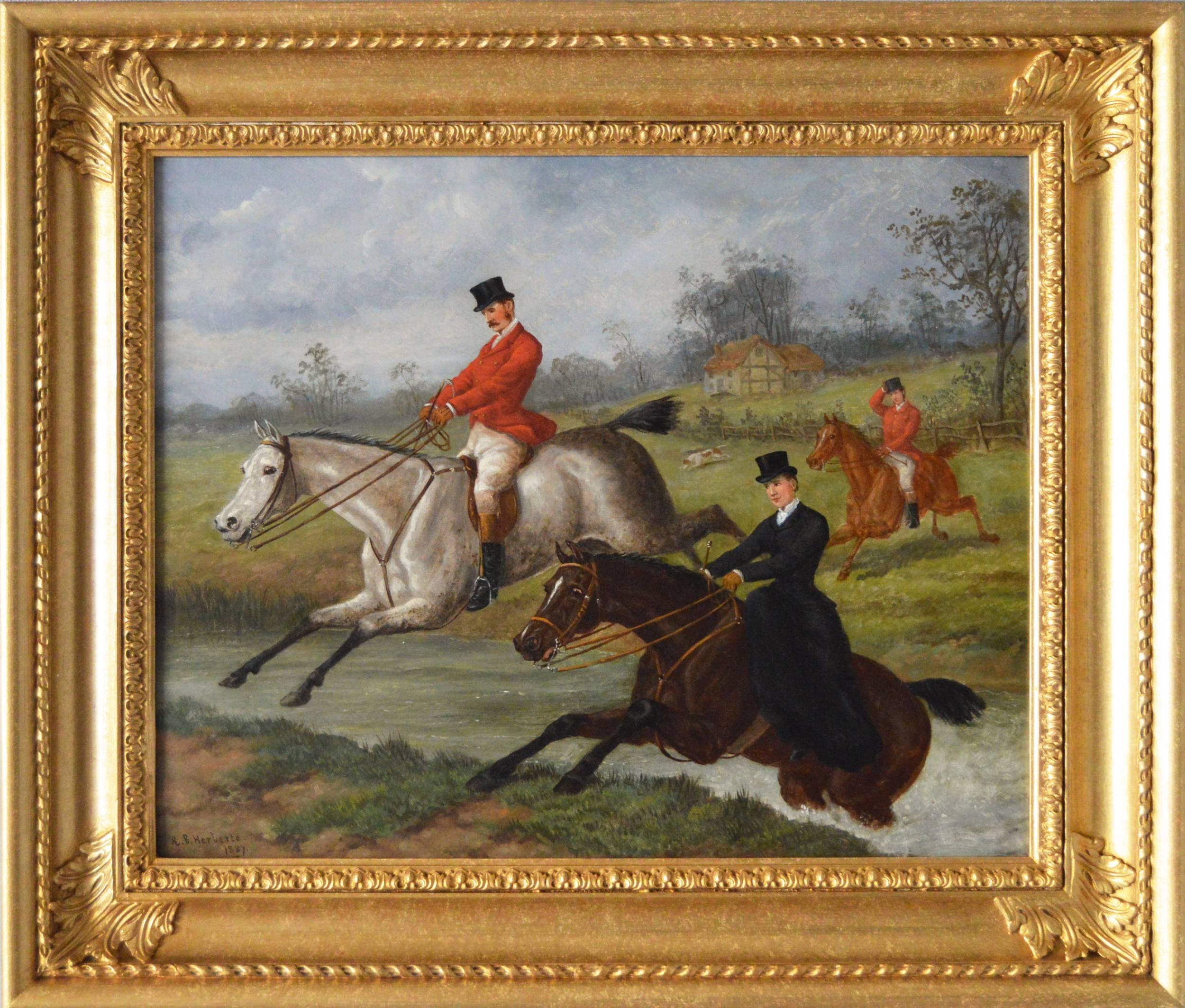 Edward Benjamin Herberte Animal Painting - Over the Brook