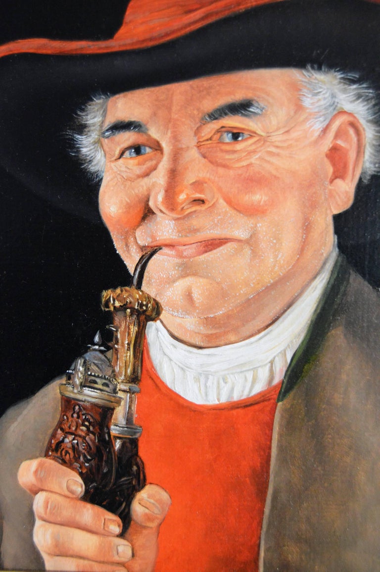 Portrait oil painting of an Austrian Gentleman with a Pipe - Victorian Painting by Erwin Eichinger