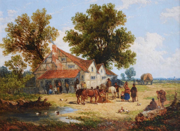 John Holland Snr
British, (1830-1886)
Village Life
Oil on canvas, pair, both signed
Image size: 8.5 inches x 11.5 inches (each)
Size including frame: 13.75 inches x 16.75 inches (each)

John Holland Senior was a painter of landscapes and coastal