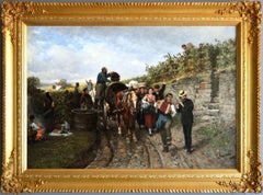 Genre oil painting of a group of musicians