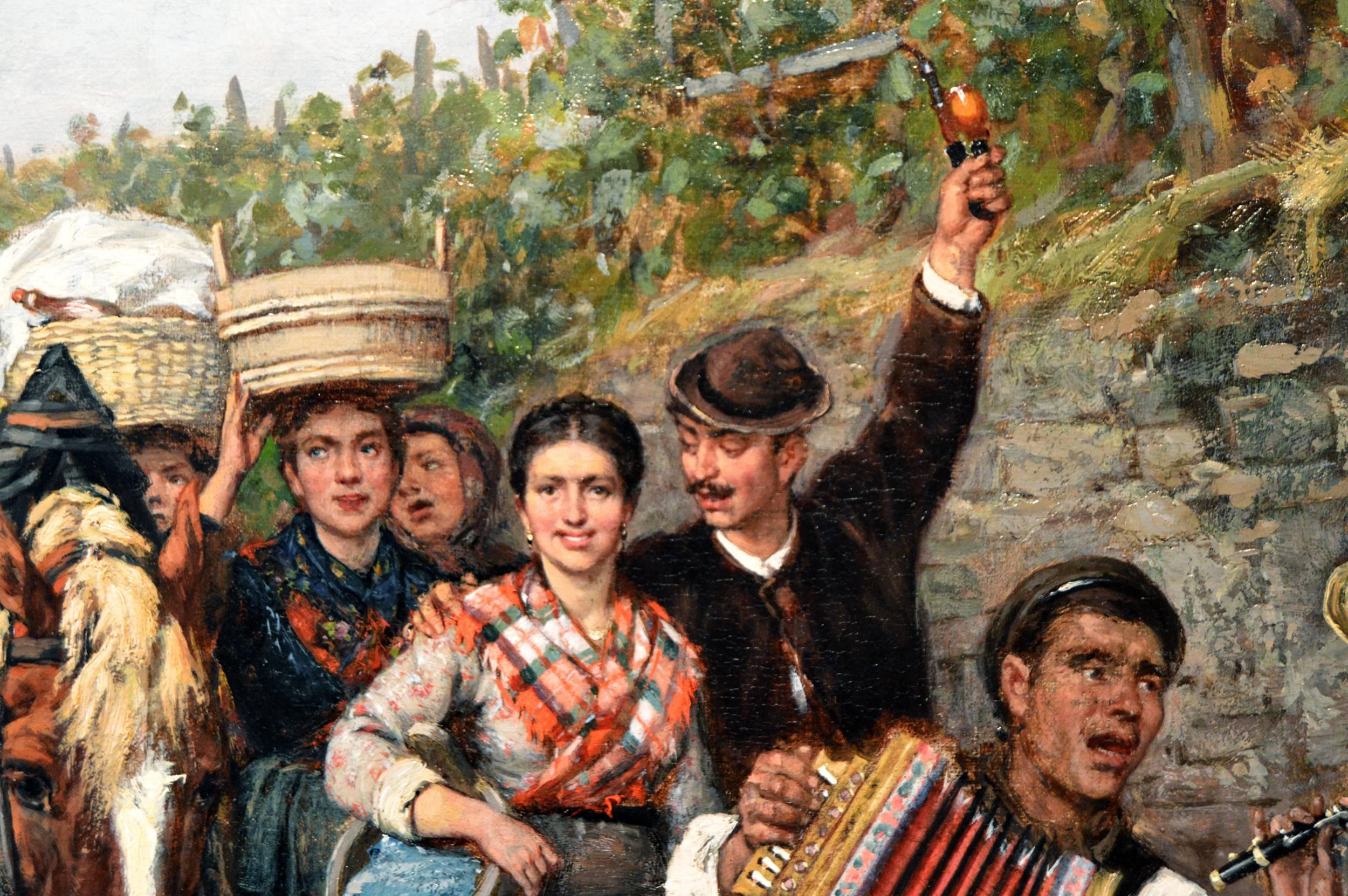 Genre oil painting of a group of musicians - Victorian Painting by Casimir Geibel