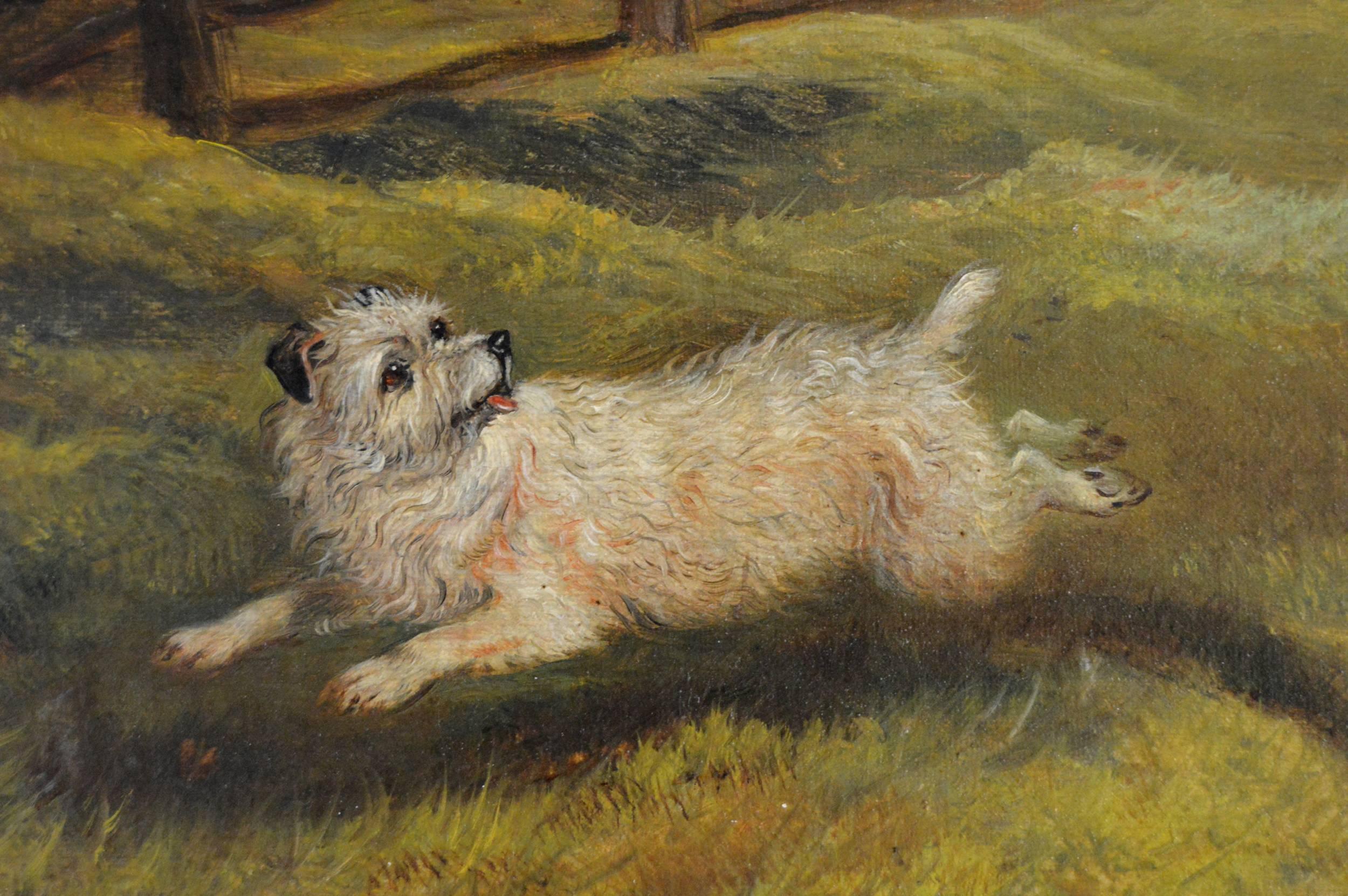 Bay Hunter & Dog - Brown Animal Painting by Benjamin Cam Norton