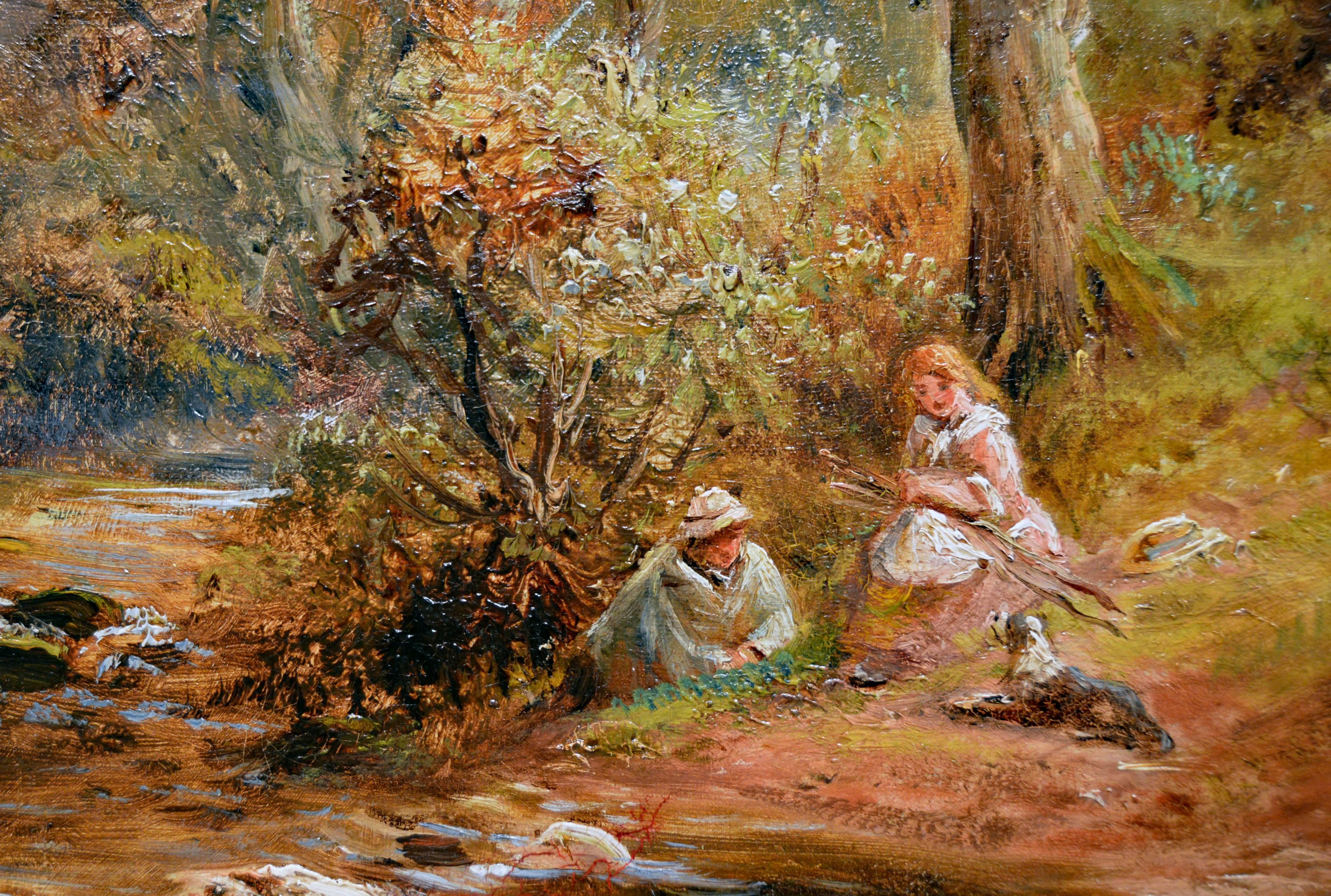 A Chat by the Brook - Victorian Painting by George Turner