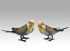 Pair of Austrian Cold Painted Bronze Budgerigars