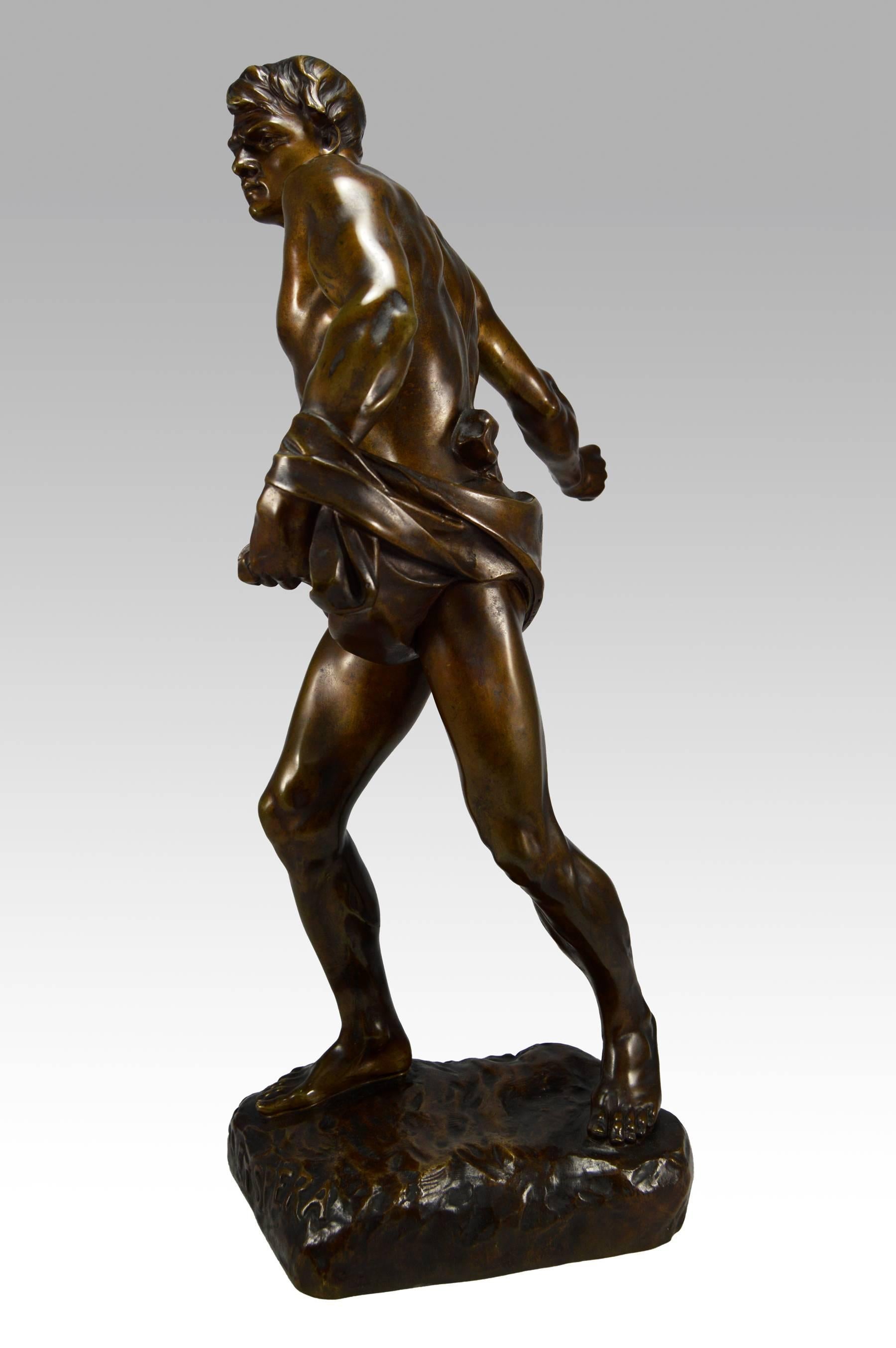 19th Century French bronze sculpture of a man sowing seeds - Sculpture by Henri Desire Gauquie
