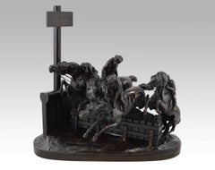 19th Century French bronze sculpture of monkeys racing on horses