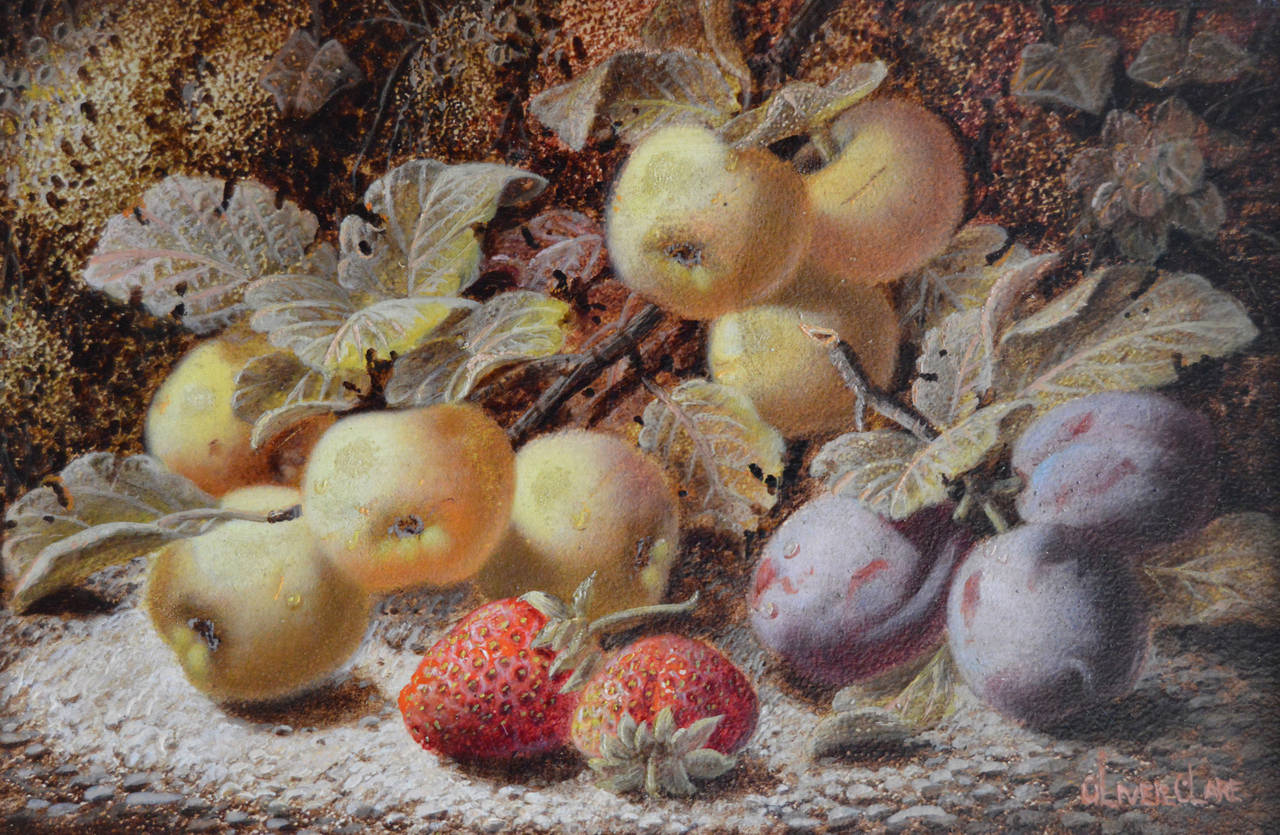 19th Century still Life oil painting of fruit - Painting by Oliver Clare