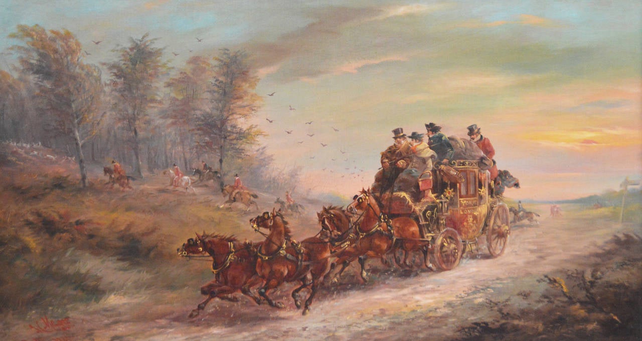 York to London Mail Coach, oil on canvas