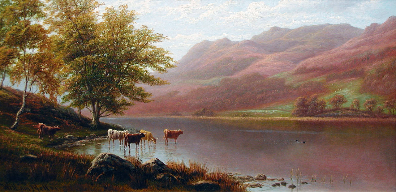 On the Conway, oil on canvas - Painting by William Mellor