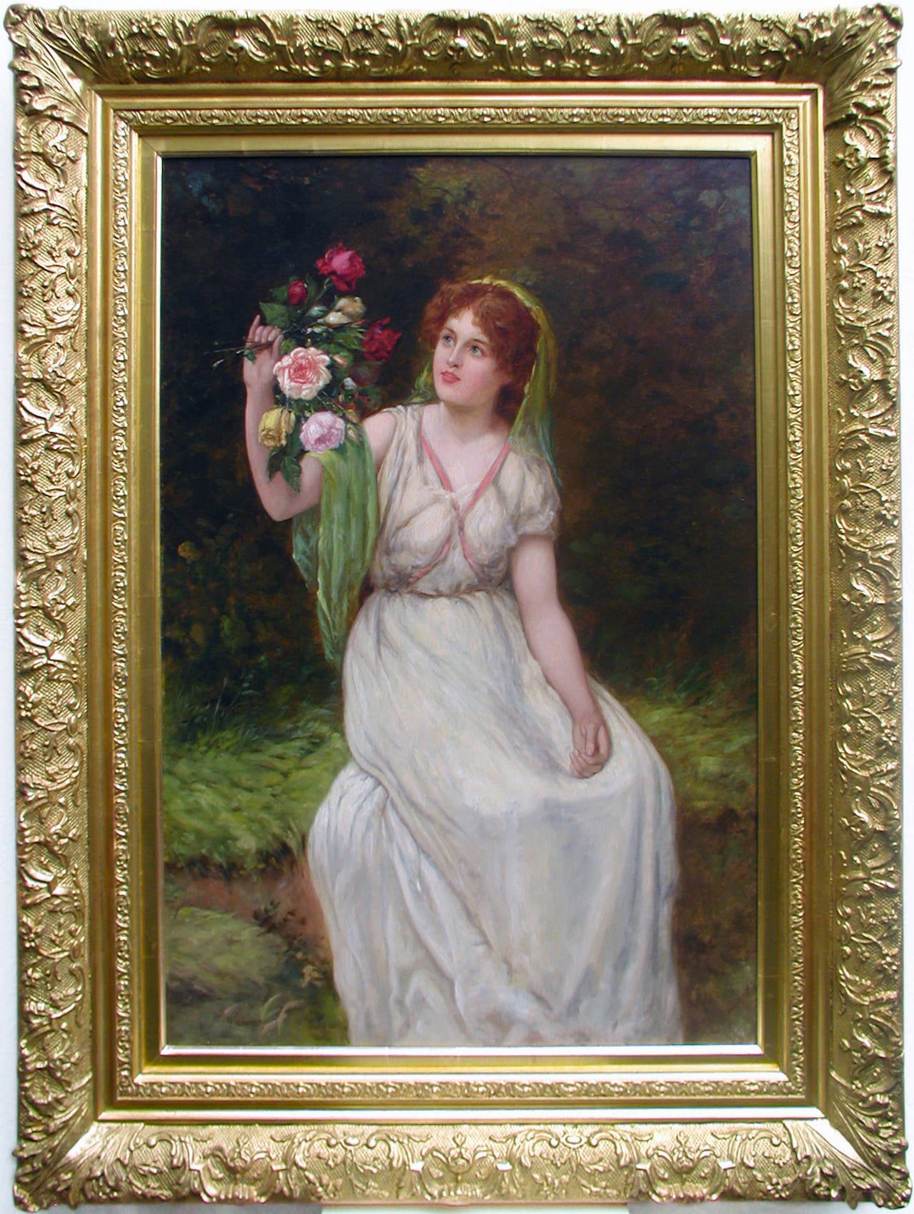 William Oliver
British, (act. 1865 - 1897)
The Flower Maiden
Oil on canvas, signed,
Image size: 36 inches x 24 inches
Size including frame: 47.25 inches x 35.25 inches
William Oliver was a London figurative and genre artist who specialised