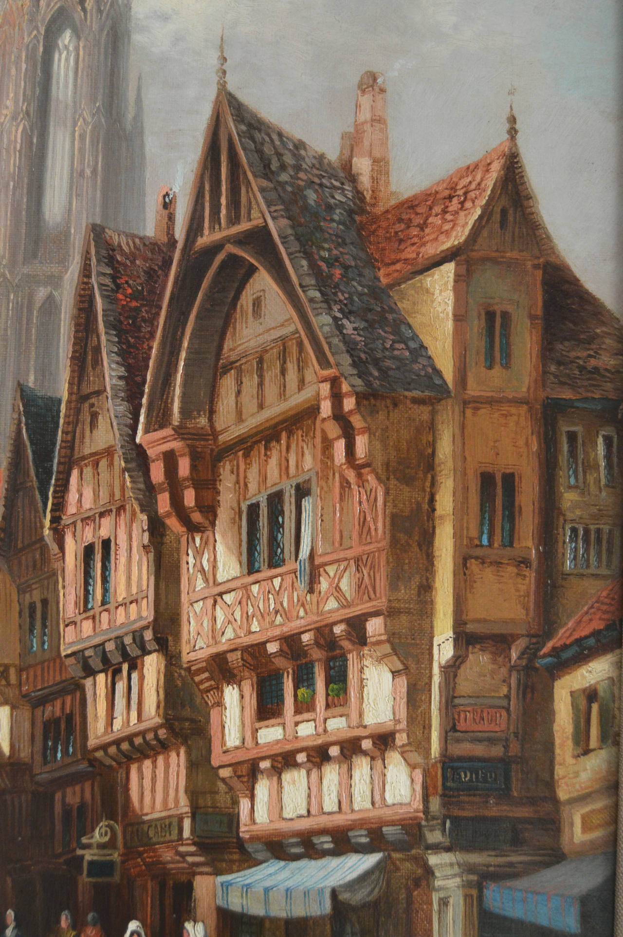 Frankfurt Cathedral, oil on canvas - Beige Landscape Painting by Henry Schafer