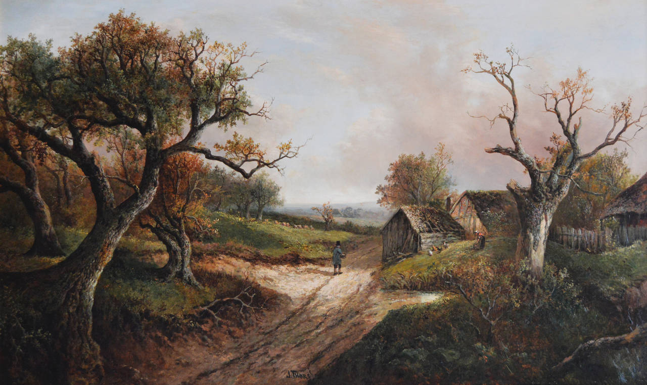 The Farmstead, oil on canvas - Painting by Joseph Thors